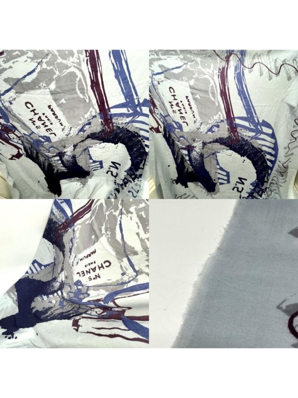 Chanel Shawl No5 Perfume Cashmere Blue - Picture 8 of 9